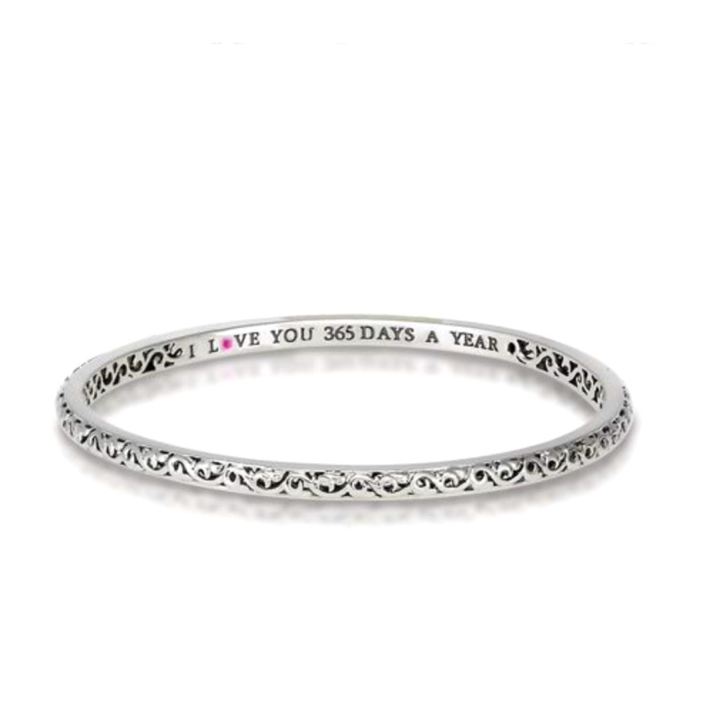 CHARLES Krypell STERLING SILVER "I LOVE YOU 365 DAYS A YEAR" IVY BANGLE BRACELET